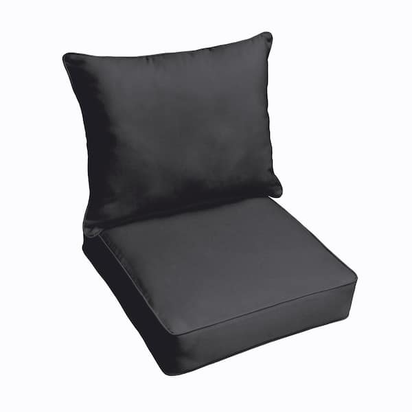 Sorra Home 23 in. x 27 in. Deep Seating Outdoor Pillow and Cushion Set in Sakari Ink