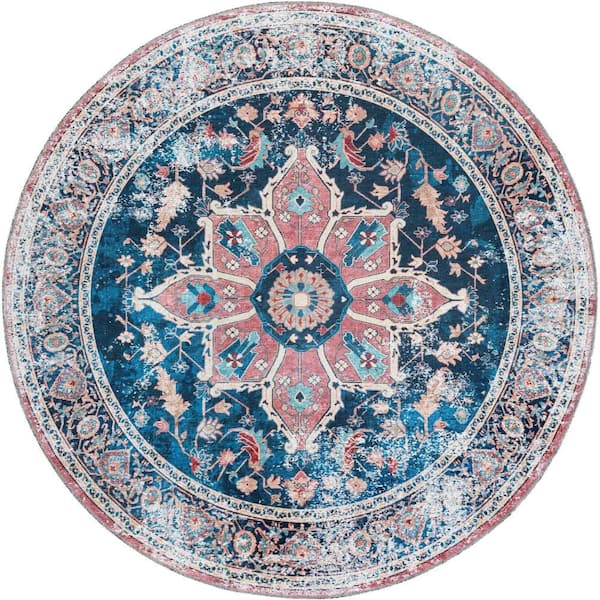 Unique Loom Yara Aramis Navy Blue 6 ft. 1 in. x 6 ft. 1 in. Area Rug