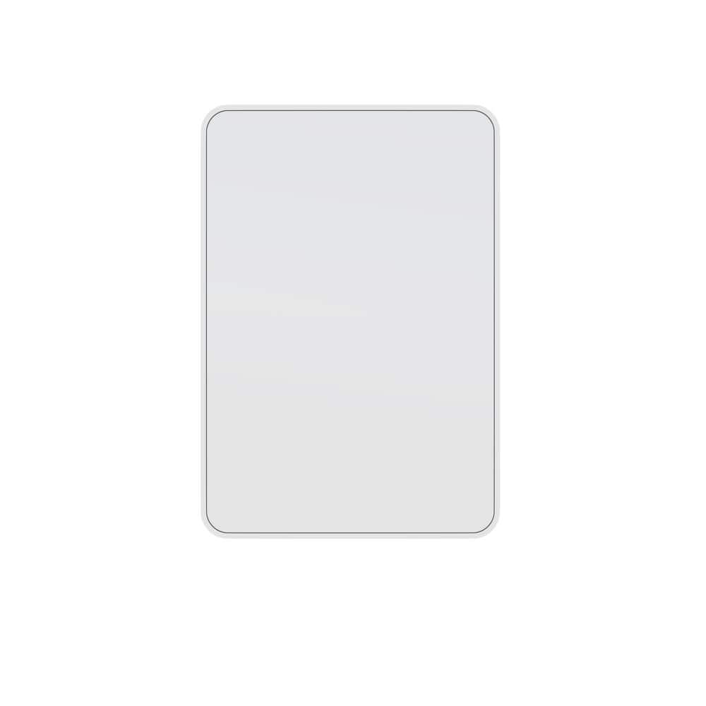 Glass Warehouse 22 in. W x 32 in. H Framed Square Bathroom Vanity Mirror in White SFSQR22X32W