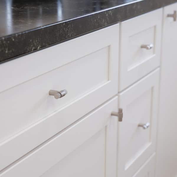 Fluted 1-1/4 in. (32 mm) Modern Satin Nickel Cabinet T-Knob