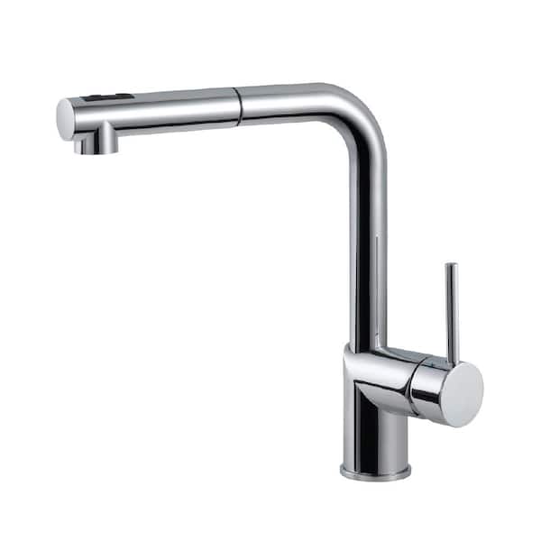 HOUZER Vitale Single-Handle Pull Out Sprayer Kitchen Faucet with CeraDox Technology in Polished Chrome