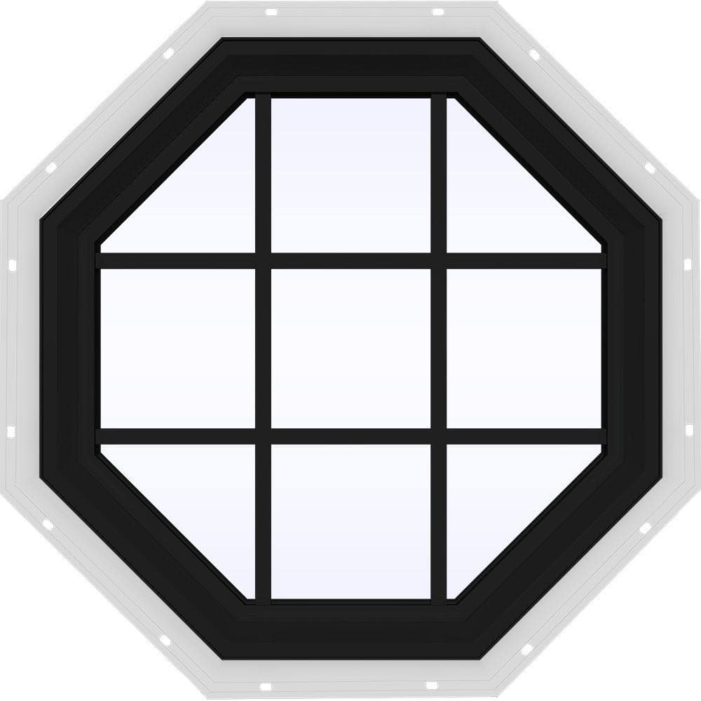 36 in. x 36 in. V-2500 Series Bronze Exterior/White Interior FiniShield Vinyl Fixed Octagon Window with Colonial Grids price history on PriceWatchPro