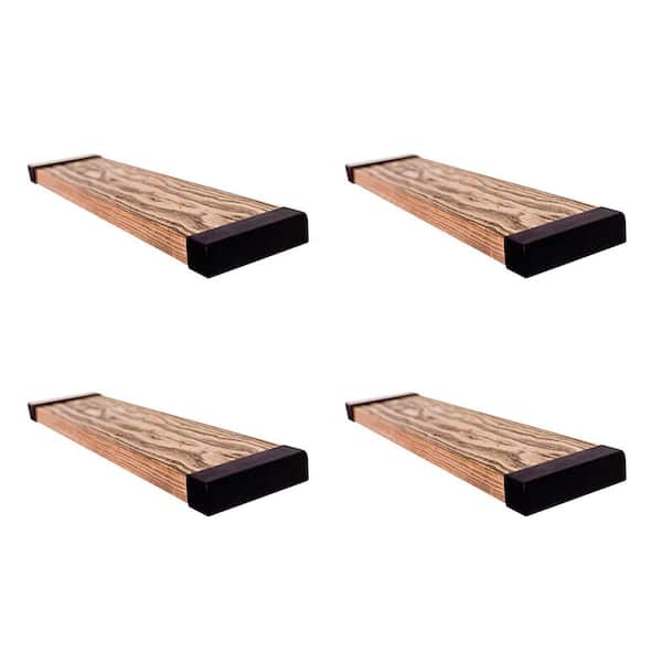 Unbranded Bella 24 in. W x 1.5 in H Brown Assembled Floating Wood Wall Mount Shelves (4-Pack)