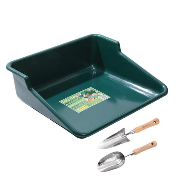 Unbranded Green Tidy Tray With Stainless Steel Hand Transplant Trowel And Hand Scoop