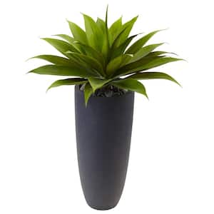 Indoor 38 in. H Agave Artificial Plant in Gray Cylinder Planter