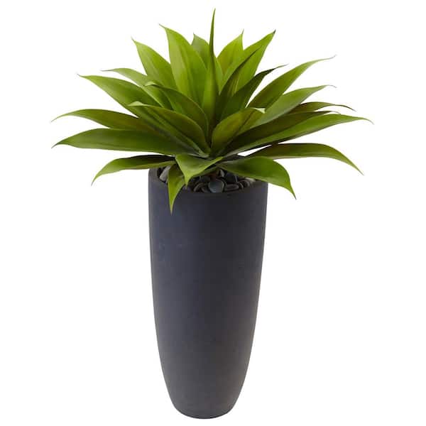 Nearly Natural Indoor 38 in. H Agave Artificial Plant in Gray Cylinder Planter