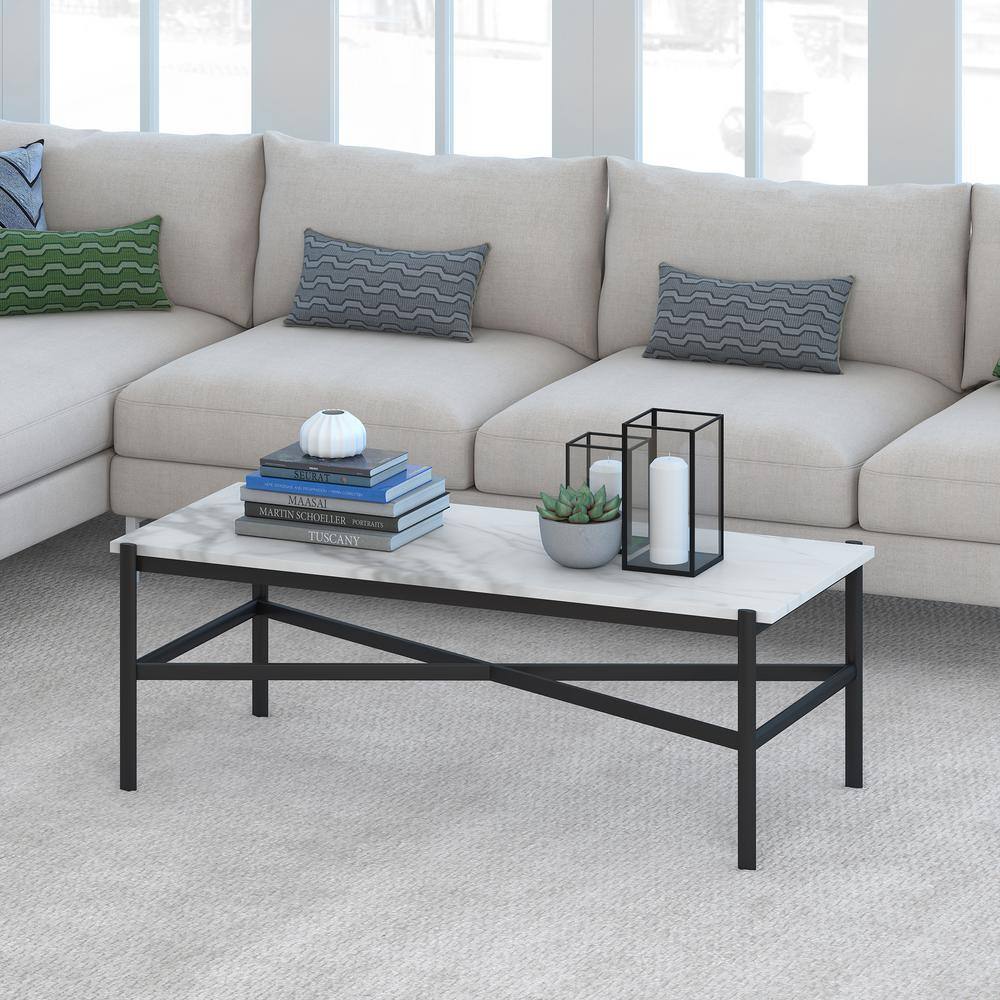 Braxton 46" Rectangular Blackened Bronze Marble Coffee Table