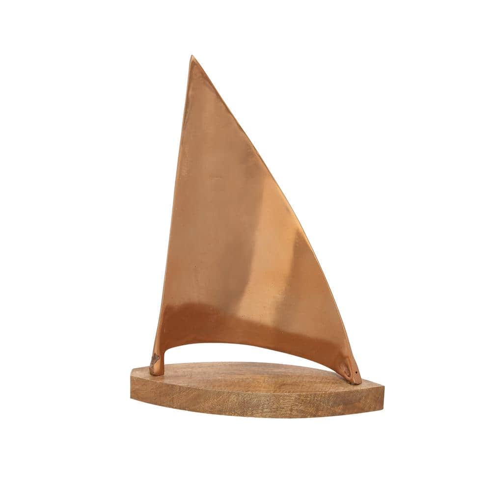 UPC 758647379880 product image for Litton Lane Brown Aluminum Sail Boat Sculpture | upcitemdb.com