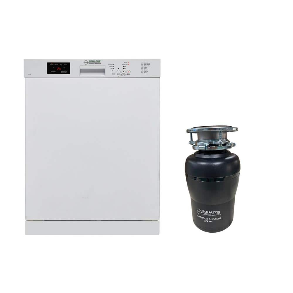24 in. Standard Built-in Dishwasher 14-place plus 3/4 HP Garbage Disposer with QUIET 51dB 110V E-Star ADA in white