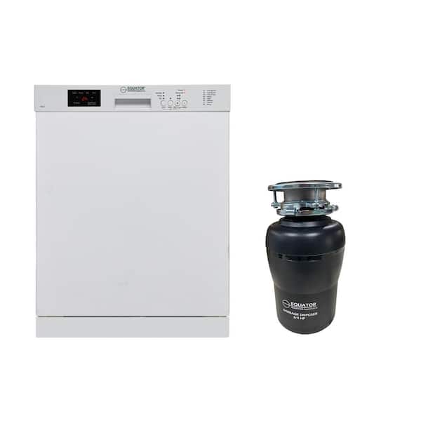 24 in. Standard Built-in Dishwasher 14-place plus 3/4 HP Garbage Disposer with QUIET 51dB 110V E-Star ADA in white