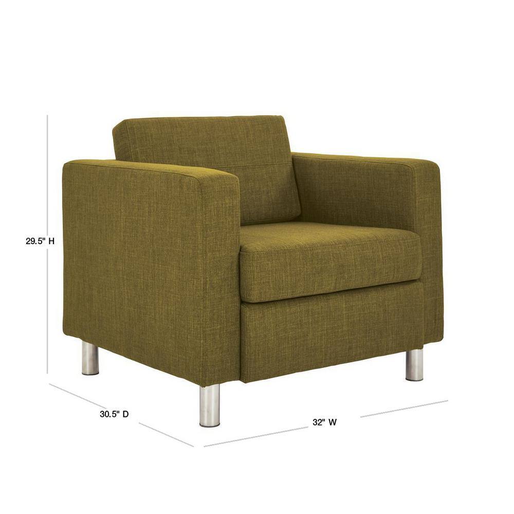 Contemporary Green Fabric Club Style Accent Chair with Chrome Legs