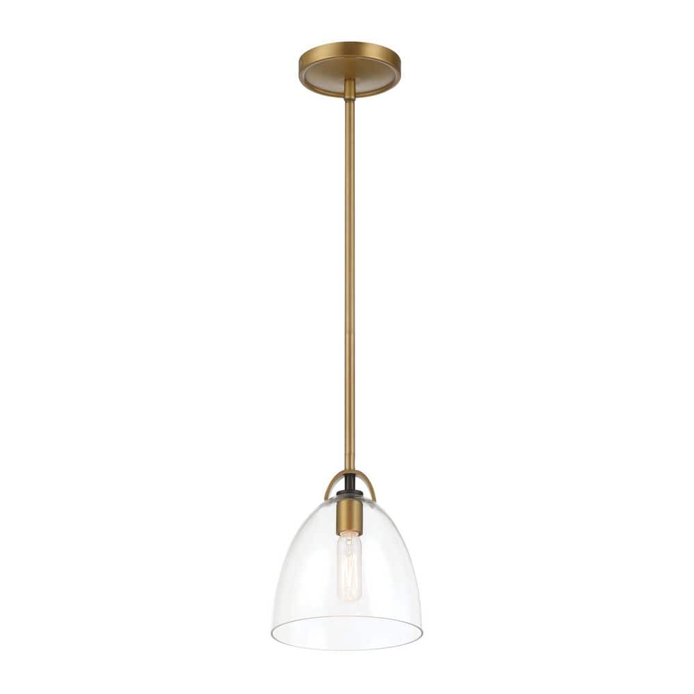 Sommersby 60-Watt 1-Light Legacy Brass and Matte Black Bell Pendant Light with Clear Glass Shade, No Bulb Included price history on PriceWatchPro