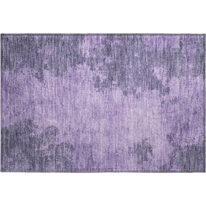 Mayfield Premium Machine Washable Abstract AMF1913 Purple 2 ft. x 3 ft. Area Rug