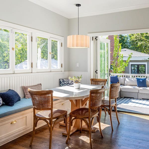 Nora 1-Light 20 in. Black Linen Drum Pendant Light