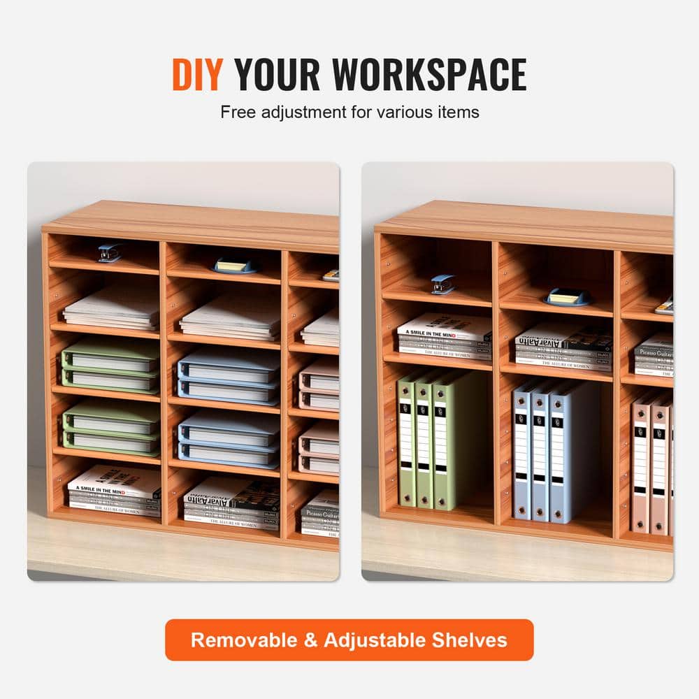 Medium Brown MDF 27-Compartment Literature Organizer