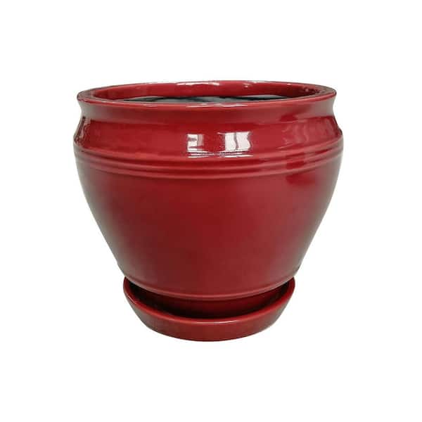 Collins 2 qt. Ceramic Indoor Planter (L x 6.1 in. W x 6.1 in. H x 5.5 in. ) in Oxblood Finish