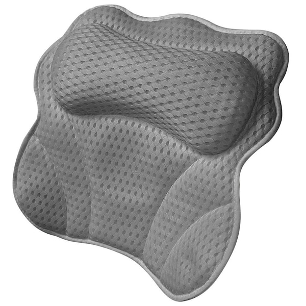 Adrinfly 17.2 in. L x 16.5 in. W x 17.2 in. H Thick Padded Bath Accessory, Bath Pillow Tub in Gray with 4D Mesh and Suction Cup