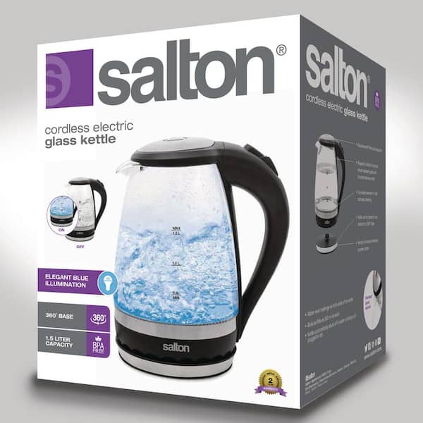 Salton 1.7-Quart Cordless Electric Kettle Stainless Steel/Clear GK1465 -  Best Buy