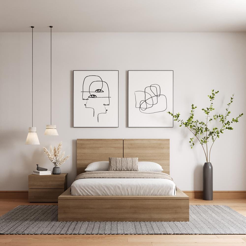 Brown Oak Composite 3-Piece Full Bedroom Set
