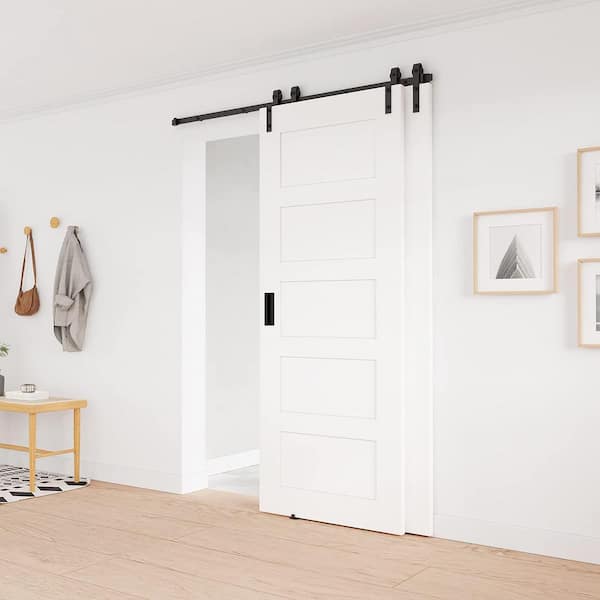 Winsoon 6ft 72 In Single Track Bypass Barn Door Hardware Double Doors Kit Sliding One Antique Roller For Cabinet Closet Frosted Black, Bypass Sliding Closet Door Hardware