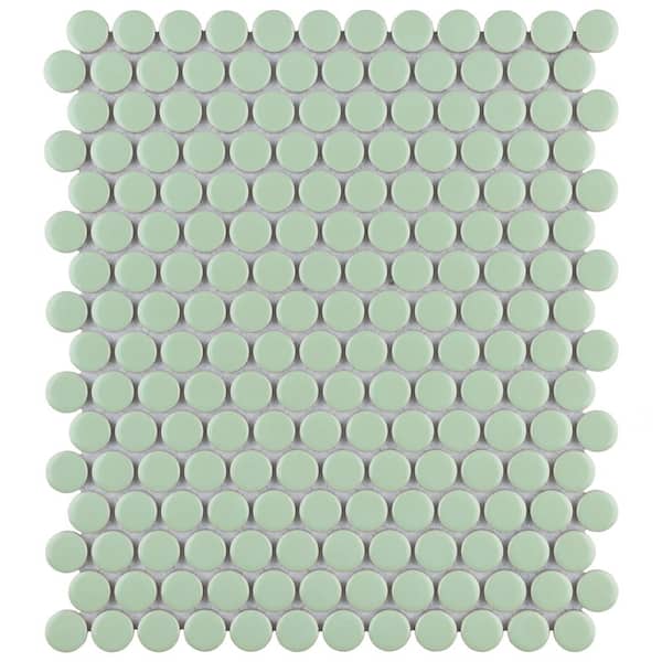 Merola Tile Metro Penny Matte Light Green 9-3/4 in. x 11-1/2 in. Porcelain Mosaic Tile (8.0 sq. ft./Case)