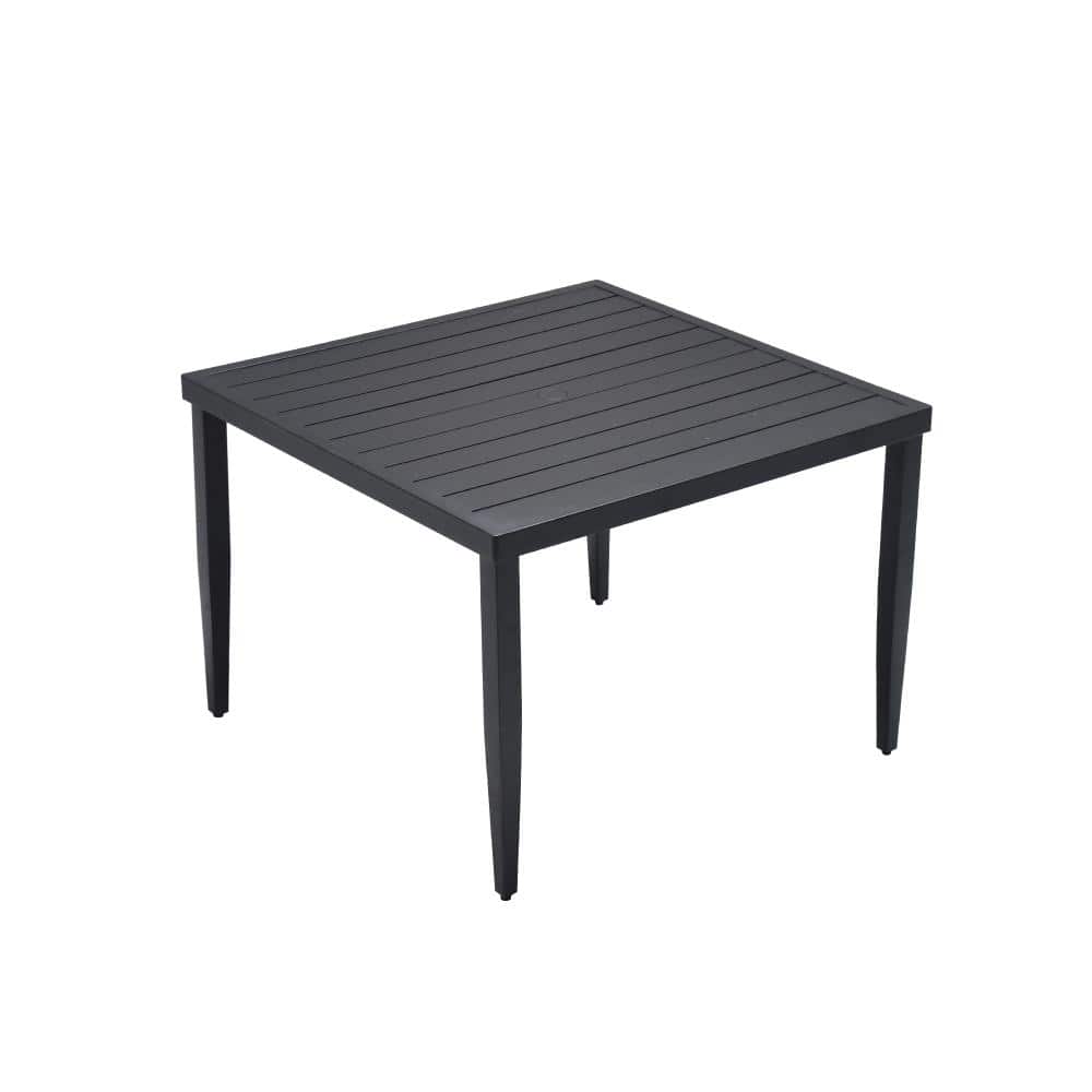 Black Aluminum Square Dining Table with Tapered Feet and Umbrella Hole for Patio price history on PriceWatchPro
