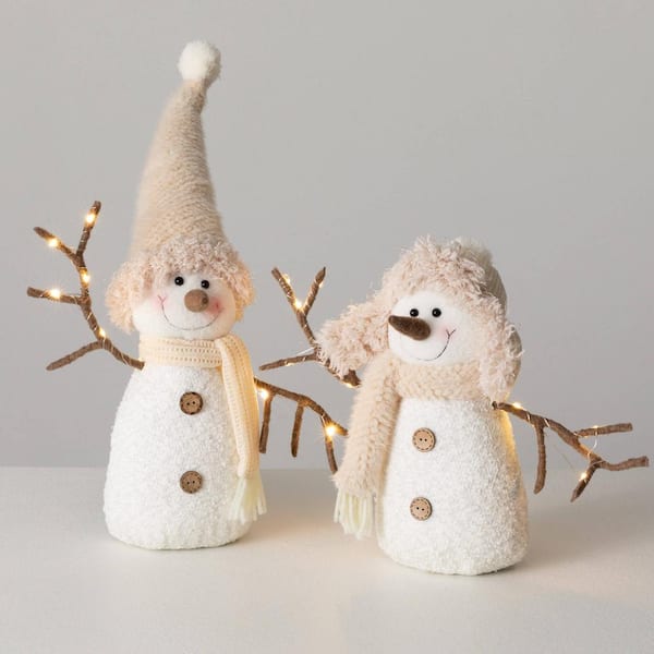 SULLIVANS 18.25 in. Christmas Plush Cozy Snowman Figurines Set of 2
