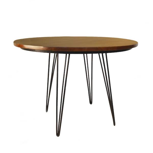 Carolina Forge 42 in x 42 in Griffith Elm and Black Bent Iron Leg Dining Table