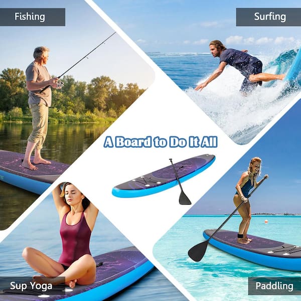 11' Inflatable Stand Up Paddle Board Surfboard with Bag Aluminum Paddle PUMP-M | Costway