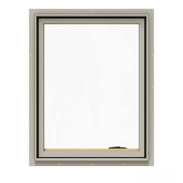 JELD-WEN 28.75 in. x 36.75 in. W-2500 Series Desert Sand Painted Clad Wood Right-Handed Casement Window w/ BetterVue Mesh Screen