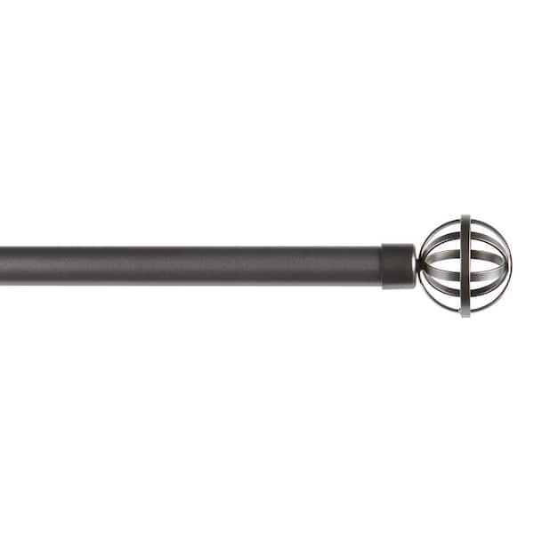 EXCLUSIVE HOME Jetson 36 in. - 72 in. Adjustable 1 in. Single Curtain Rod Kit Gunmetal with Finial