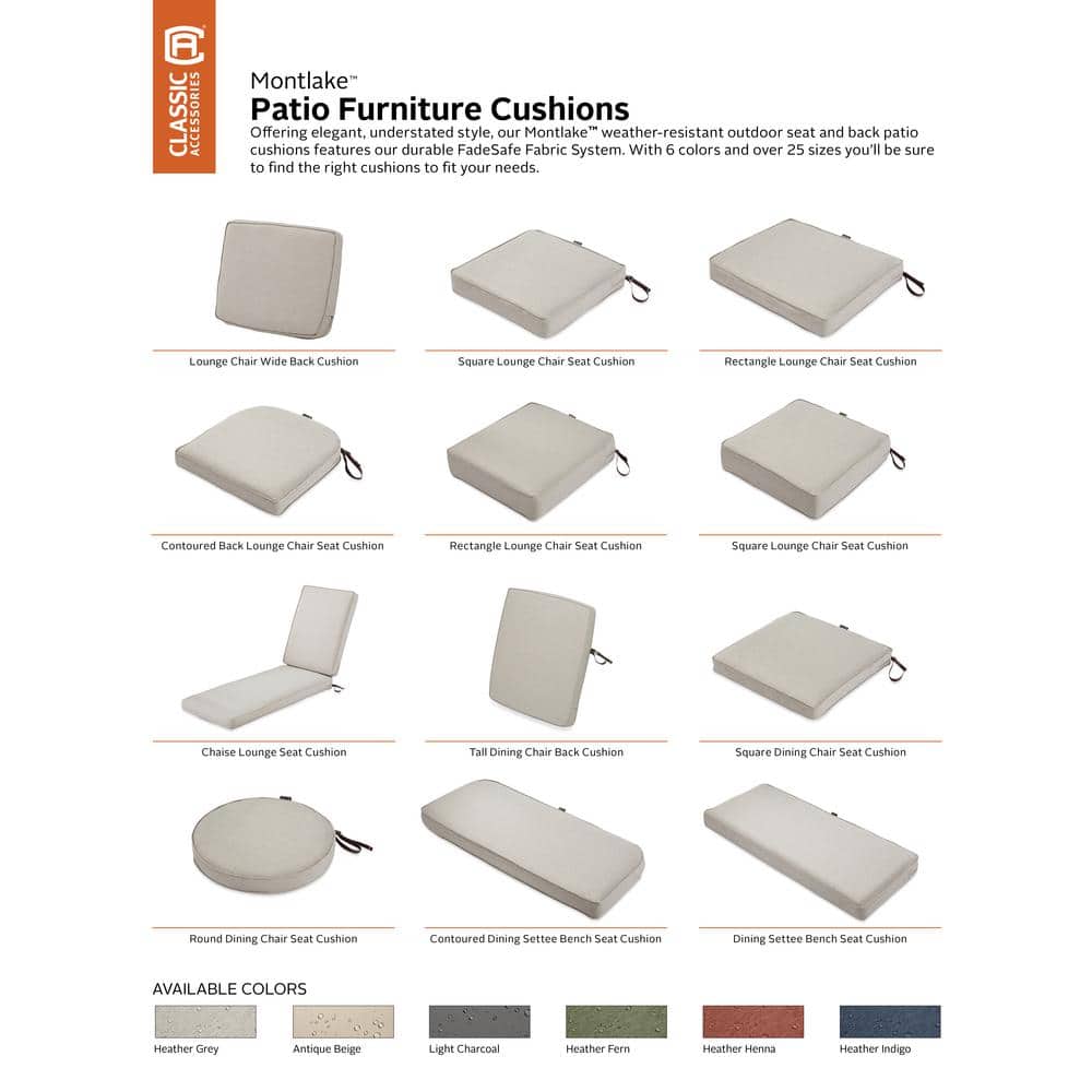 Heather Grey FadeSafe 48" Patio Bench Cushion with Water-Resistant Coating