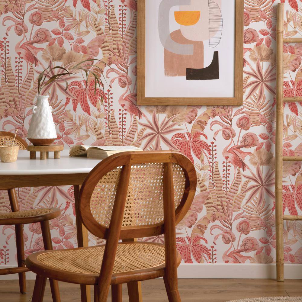 Pink Sunset Tropical Flamingo Peel and Stick Wallpaper Roll