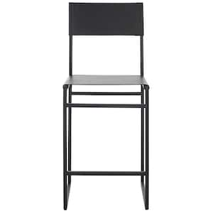 Layne 26 in. Black High Back Metal Counter Stool with Fabric Seat