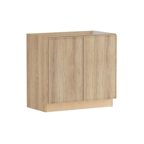 Designer Series Renly 36 in. W x 21 in. D x 34.5 in. H Assembled Slim Shaker Full Height Door Bath Cabinet in Sandstone