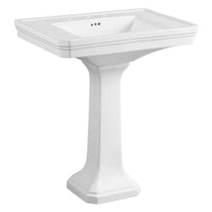 Victorian Pedestal Combo Bathroom Sink in White with 8 in. Widespread