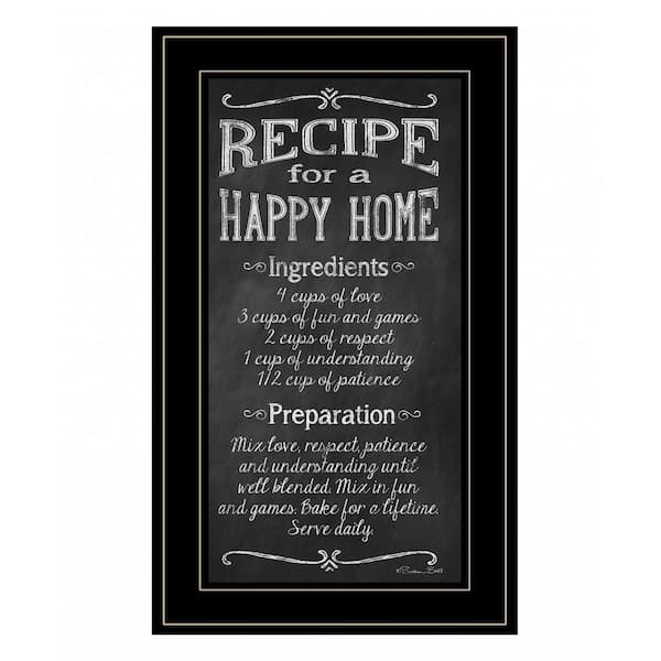 HomeRoots Recipe For A Happy by Unknown 1 Piece Framed Graphic Print  Typography Art Print 21 in. x 12 in. . 2000408147 - The Home Depot