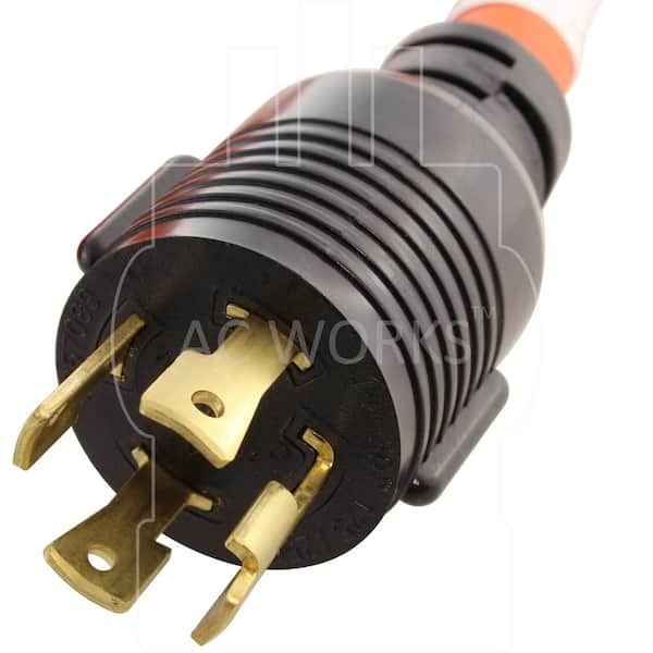 AC WORKS L6-30 Industrial Plug Adapter 30 Amp 250-Volt Locking Plug to L14- 30R 30 Amp 4-Prong Locking Female Connector ADL630L1430 - The Home Depot