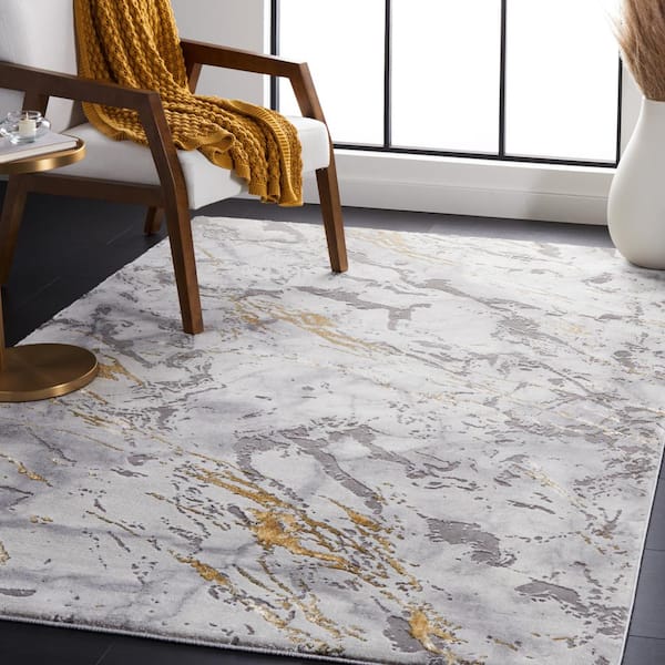 Craft Gray/Yellow 8 ft. x 10 ft. Abstract Marble Area Rug