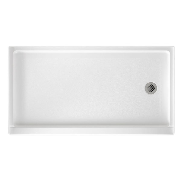 Swan 32 in. x 60 in. Solid Surface Single Threshold Retrofit Right Drain Shower Pan in White