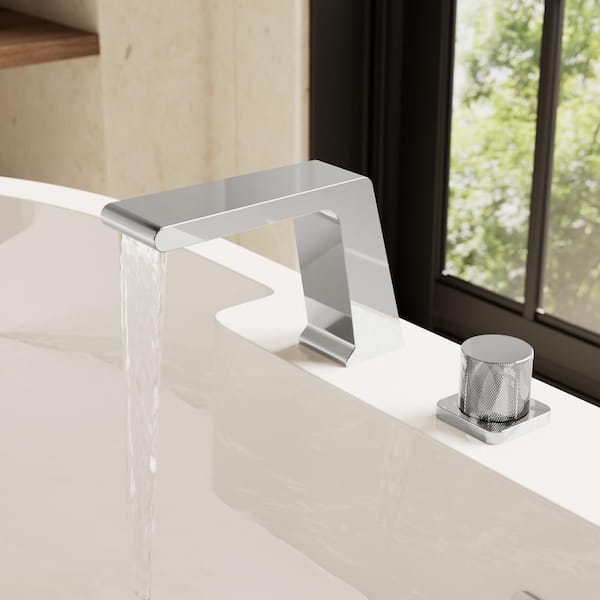 Bathtub Faucet 3-Handle Deck Mount Roman Tub Faucet with Handheld in Chrome Valve Included