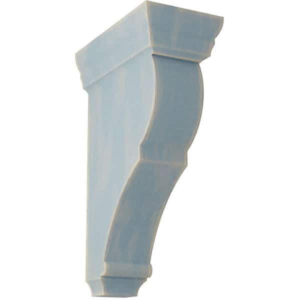 Ekena Millwork 2 in. x 8 in. x 4-1/2 in. Driftwood Blue Small Rojas Wood Vintage Decor Corbel