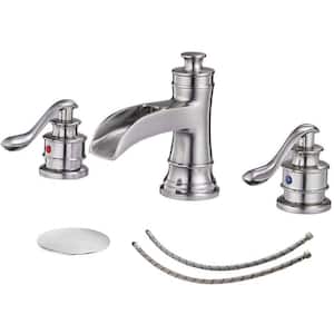 8 in. Widespread Double Handle Bathroom with Pop-Up Drain Assembly Faucet in Spot Resist Chrome