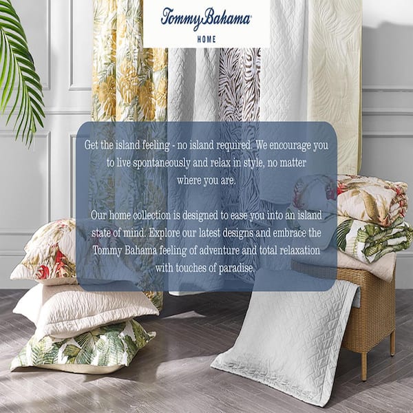 Tommy Bahama Palmday 3-Piece Blue Cotton Full/Queen Quilt Set