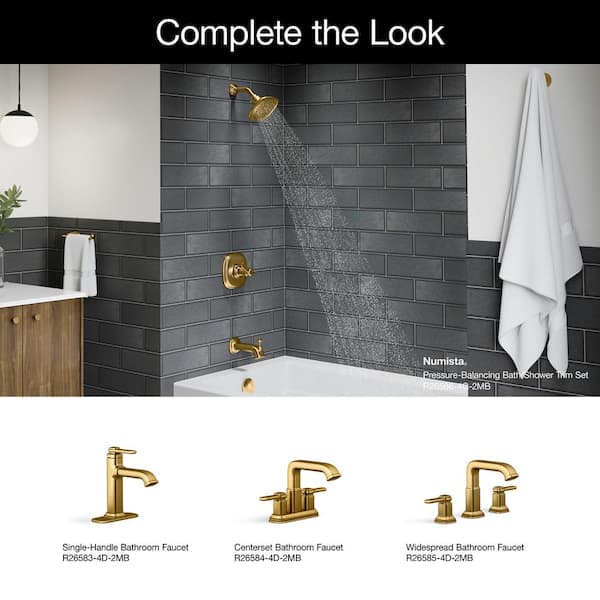 KOHLER Numista Single-Handle 3-Spray Wall-Mount Tub and Shower Faucet in Vibrant Brushed Moderne Brass (Valve Included)