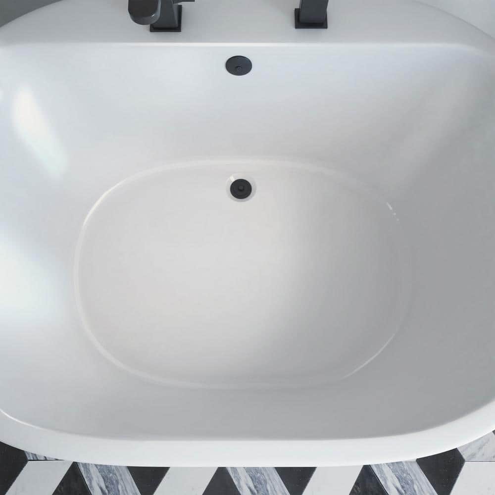 Elegant White Acrylic Freestanding Soaking Bathtub, 60" x 42"