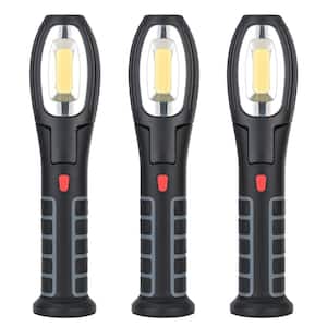 500-Lumen Ultra Bright COB Handheld Rechargeable With Magnetic Base Swivel LED Work Light (3-Pack)