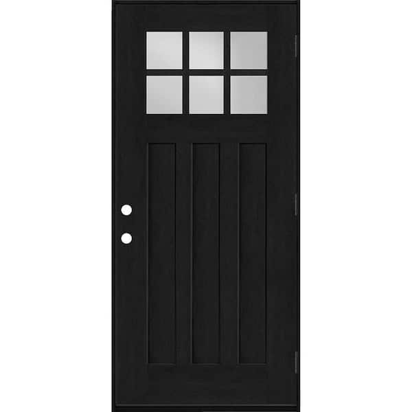 Steves & Sons Regency 32 in. x 80 in. 6-Lite Top Lite Clear Glass LHOS Onyx Stain Mahogany Fiberglass Prehung Front Door