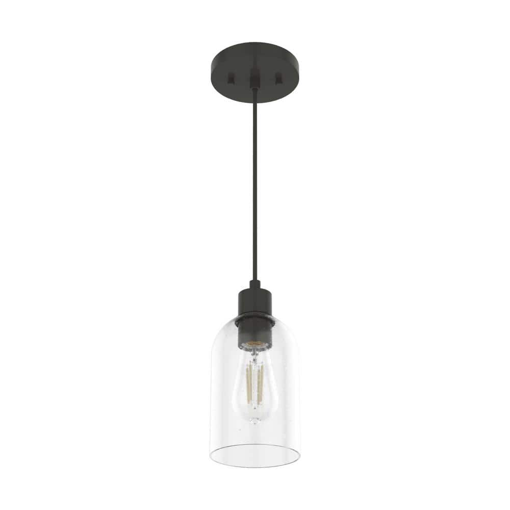 Noble Bronze Mini LED Pendant with Seeded Glass Shade