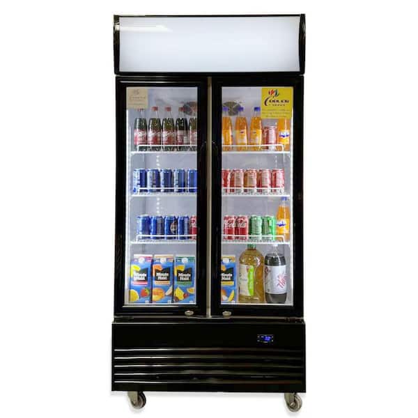 36 in. W 18 cu. ft. NSF Commercial Slim Upright Glass Door Drink Cooler Refrigerator in White